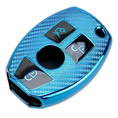 Blue TPU Key Fob Case Cover for Mercedes Benz A B C E G (2013-2023)