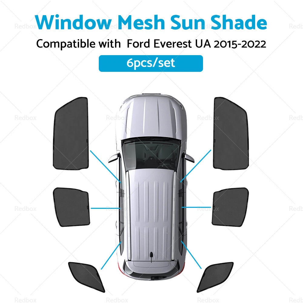 6x Foldable Window Mesh Sun Shade for Ford Everest (2015-2022)