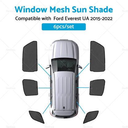 6x Foldable Window Mesh Sun Shade for Ford Everest (2015-2022)