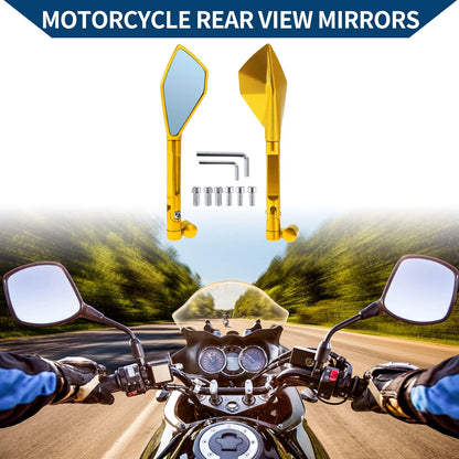 Rear View Mirror M8/M10 Prismatic Shape Gold Tone Aluminum Alloy for M8/M10