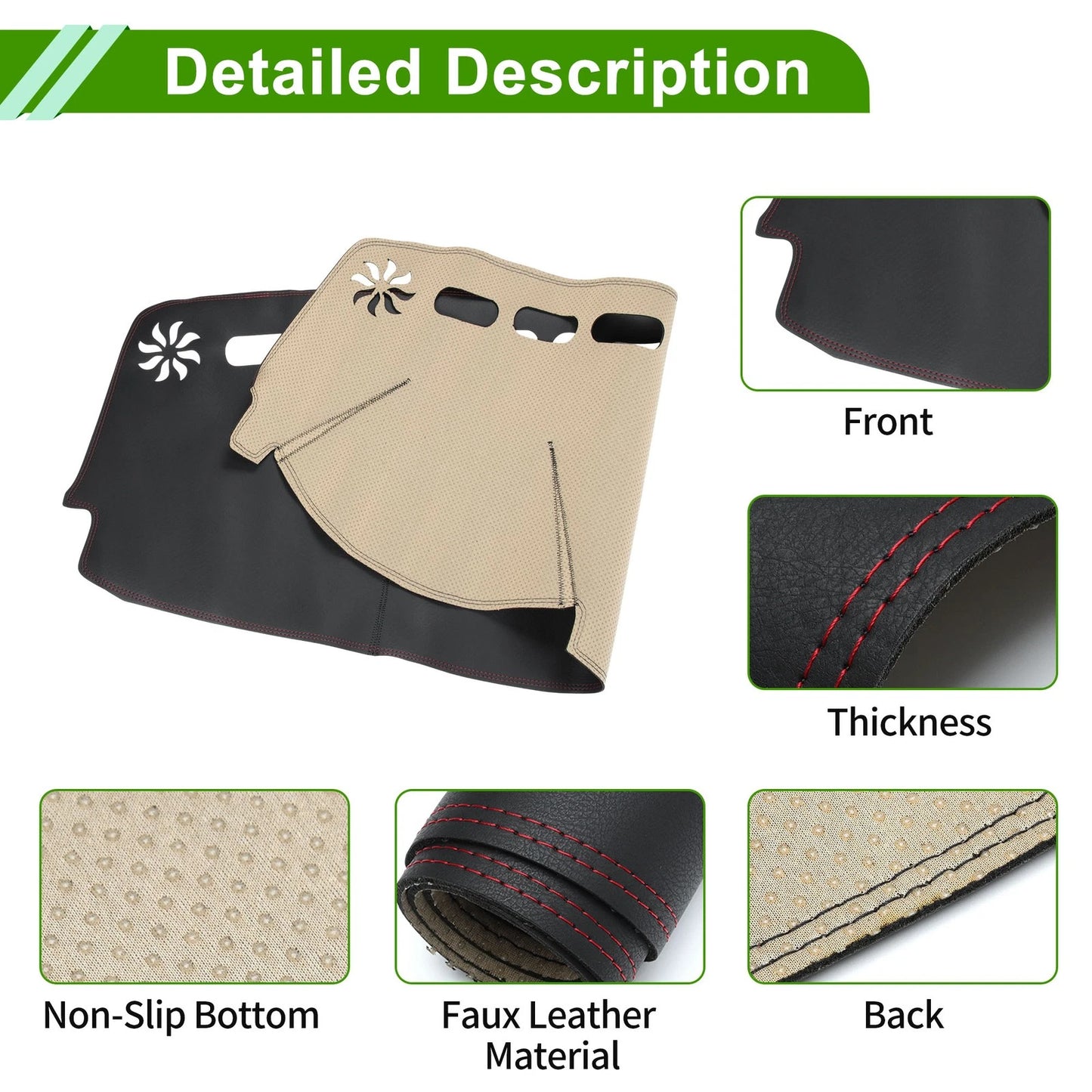 Dashboard Cover Mat for Jeep Compass (2017-2021) Black Red