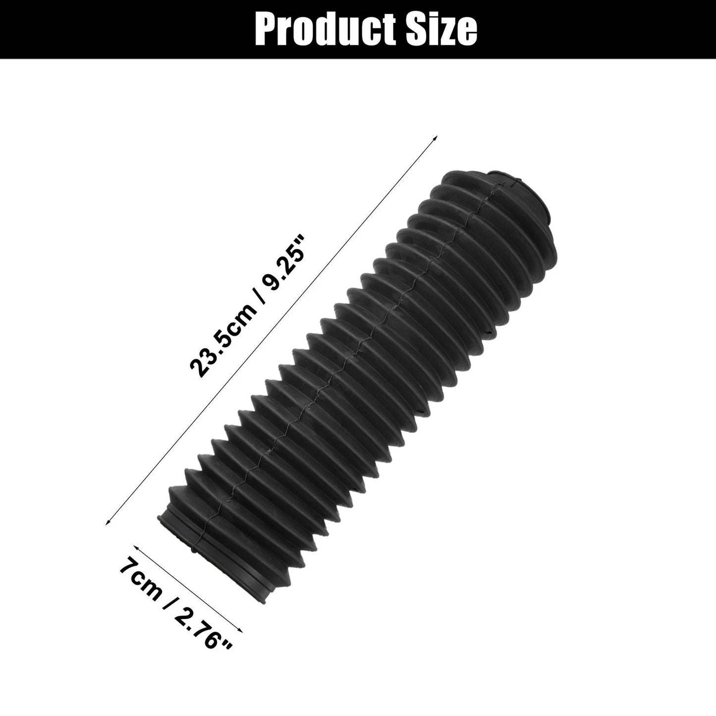 Pair 235mm Front Fork Boots Shock Absorber Covers Rubber Black for Motorcycle
