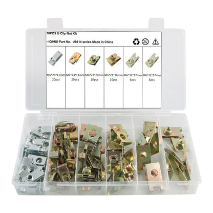 Metal U-Type Base Fender Bumper Fastener Clips for 70X