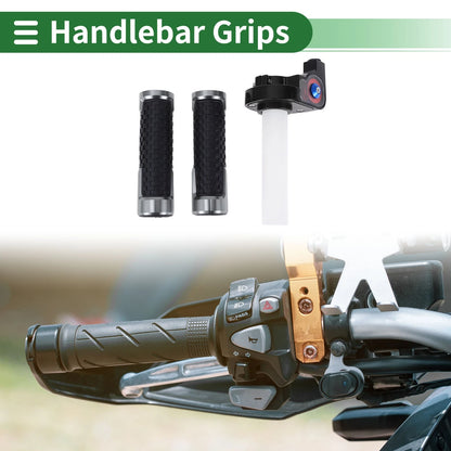 7/8" 22mm Motorcycle Hand Grips Cover Kit Aluminum Alloy Rubber Titanium Tone