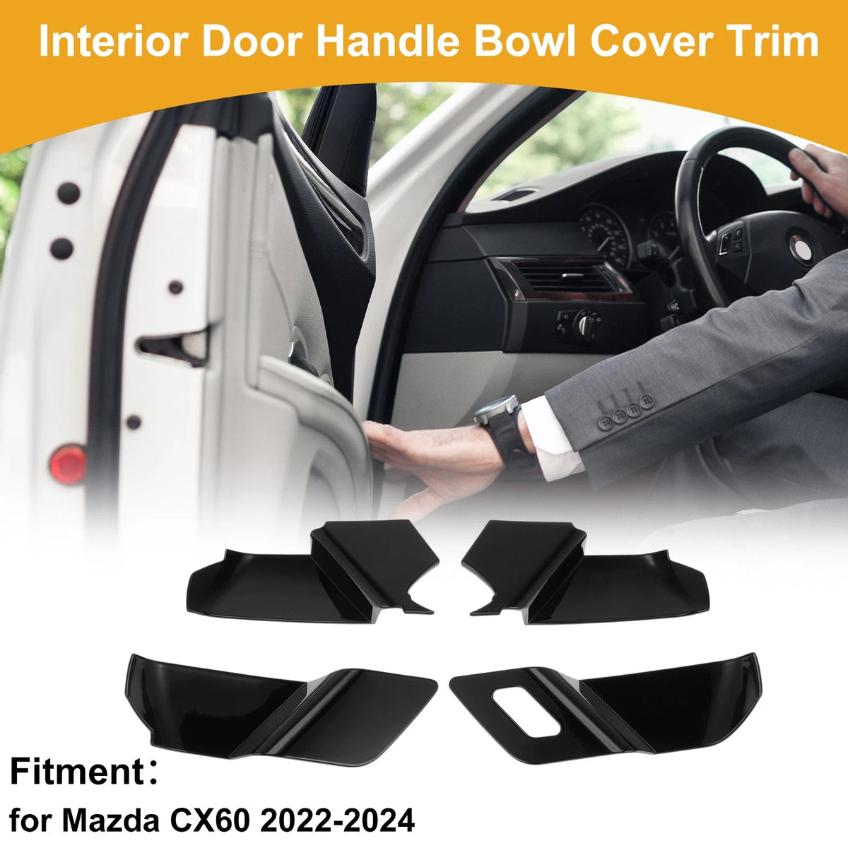 Interior Door Handle Bowl Cover Trim for Mazda CX60 (2022-2024) Black