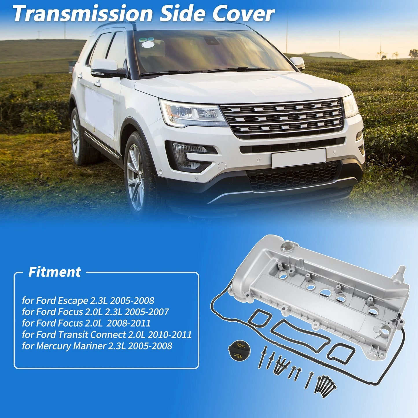 Engine Valve Cover for Ford Escape 2.3L (2005-2008) Silver Tone