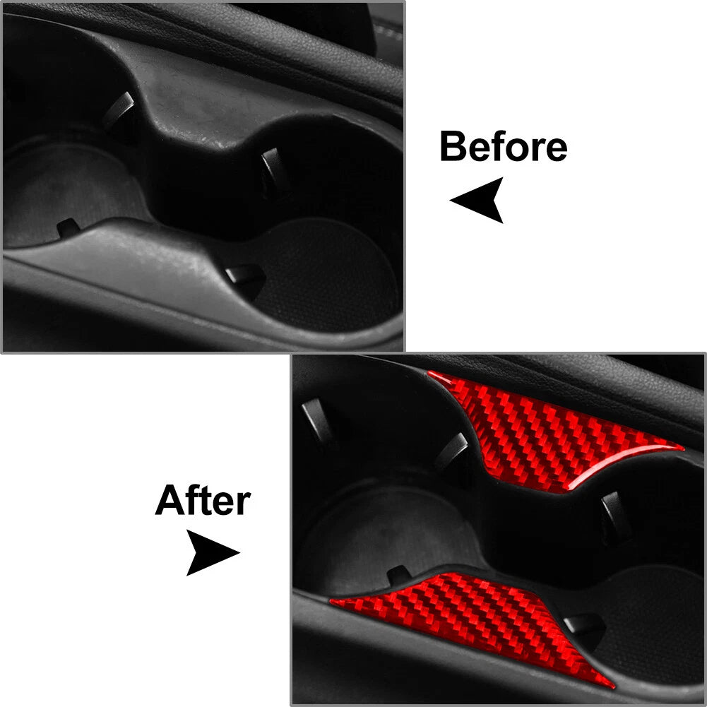 Carbon Fiber Red Water Cup Holder Cover Trim for Hyundai Veloster JS (2019-2023)