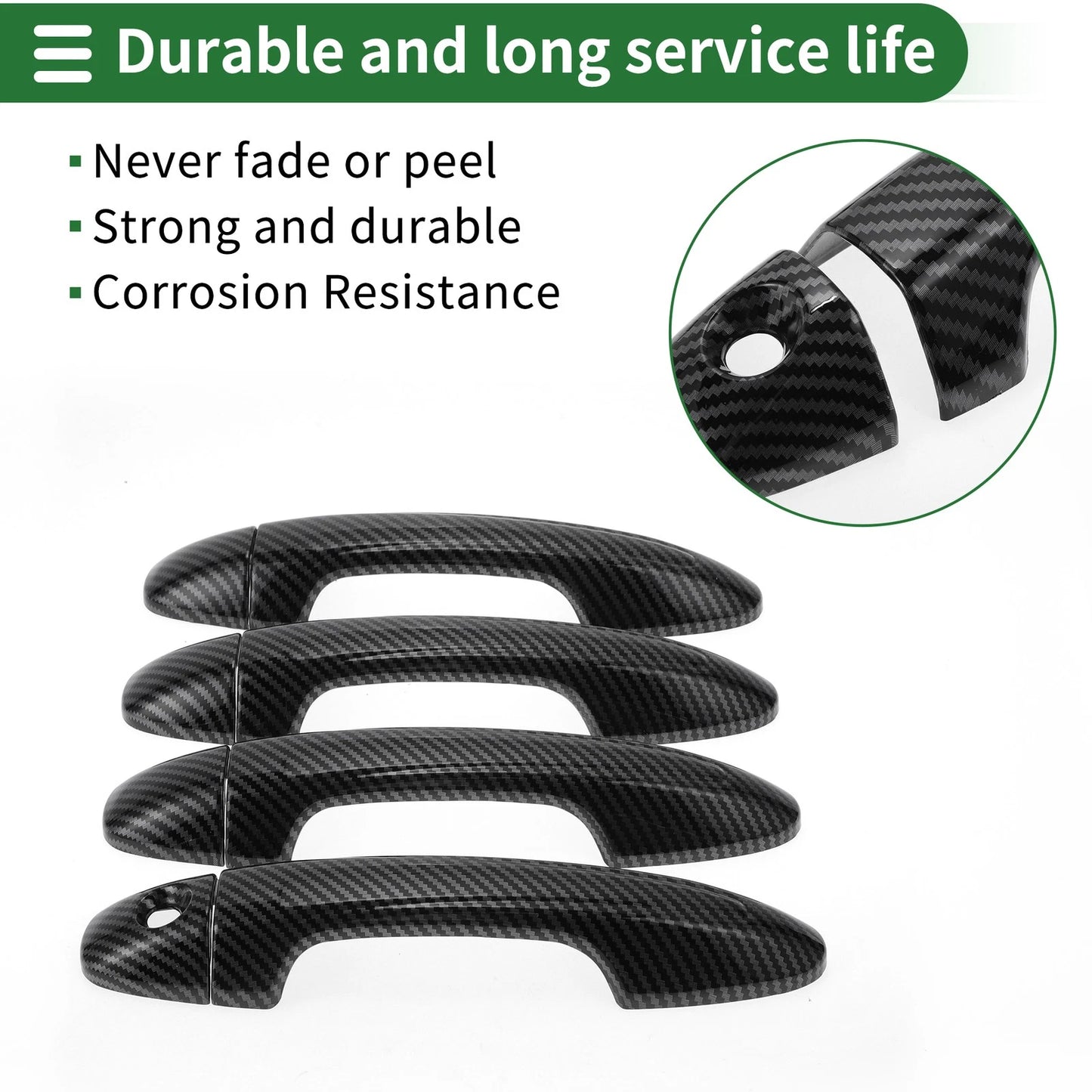 Car Door Handle Cover Trim for Toyota RAV4 2013-2018 Carbon Fiber Black