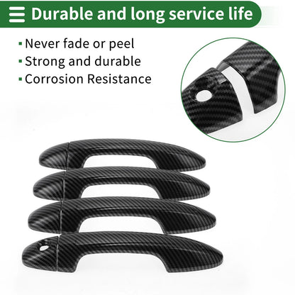 Car Door Handle Cover Trim for Toyota RAV4 2013-2018 Carbon Fiber Black