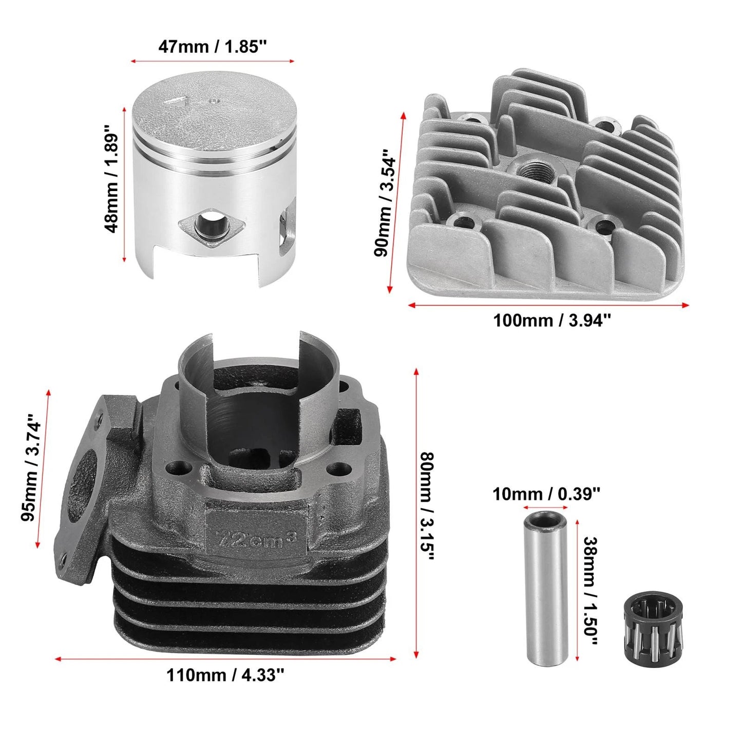 50CC Head Cylinder Piston for Yamaha Jog Vino