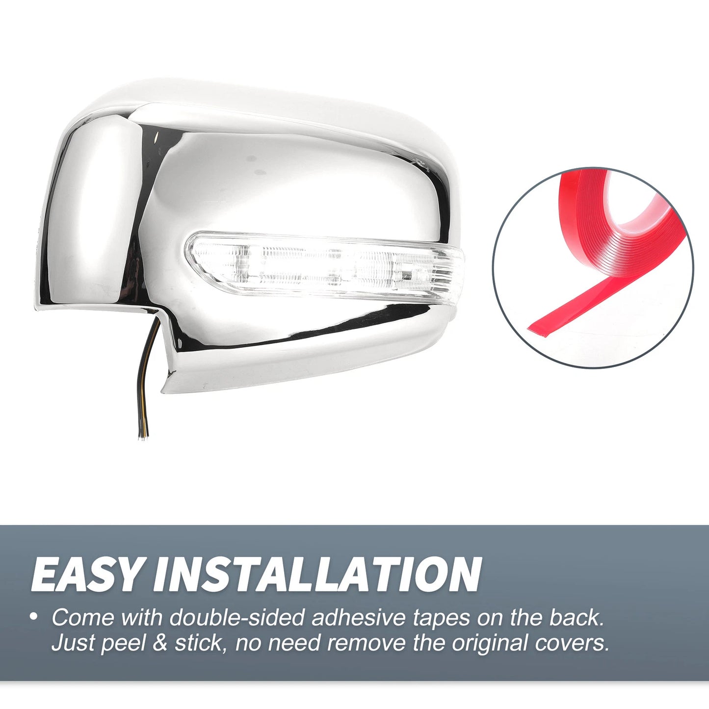 Chrome Plated Rearview Mirror Cover Overlay with LED Light for Mitsubishi