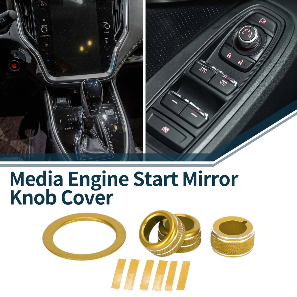 Gold Tone Engine Start Mirror Knob Covers for Subaru WRX (2022-2023) - 4 Pcs