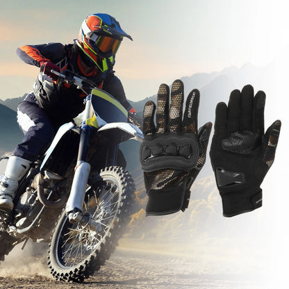 Motorcycle Gloves Breathable Full Finger Leather Outdoor Gloves Brown 1 Pair