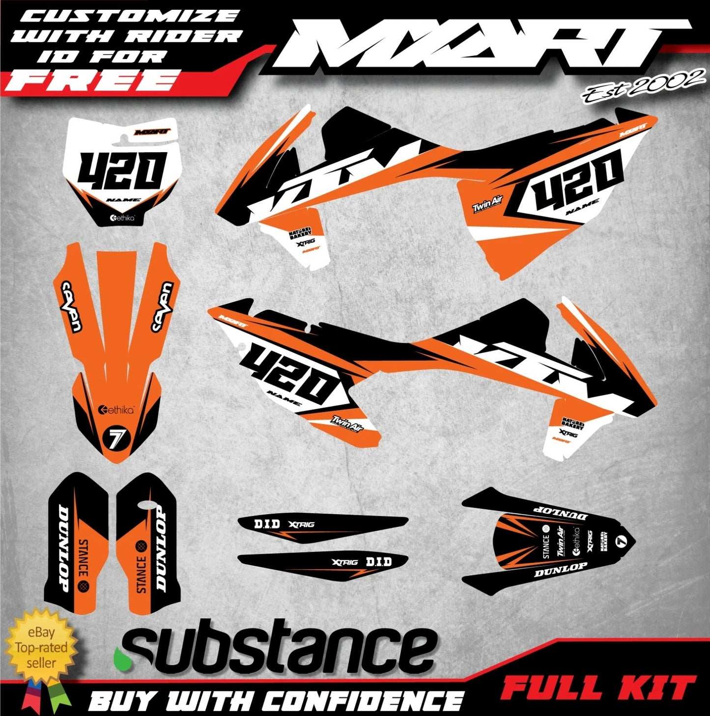 Graphics Decal Kit for KTM SX 125 150 250 (2016-2018)