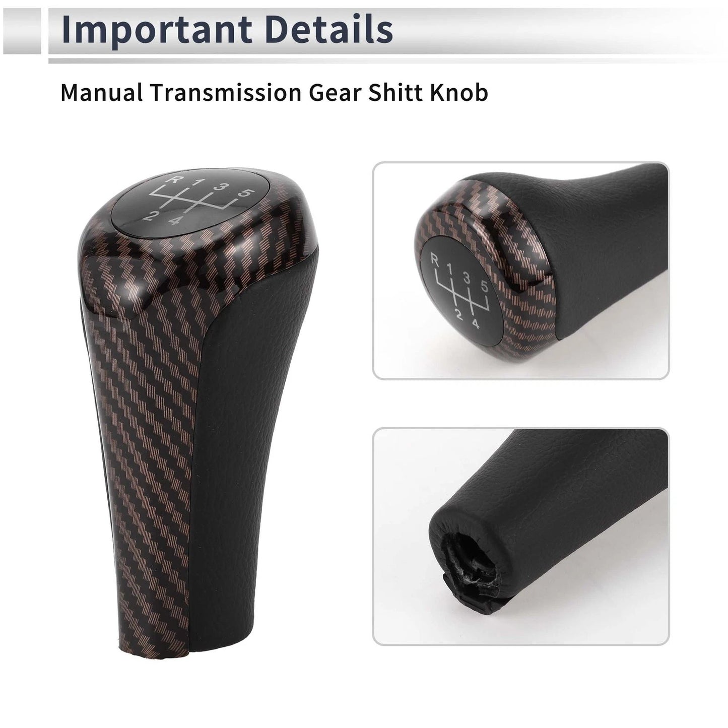 5 Speed Shift Knob for BMW X3 2004-2020 Plastic Stick Shifter Knob Brown Black