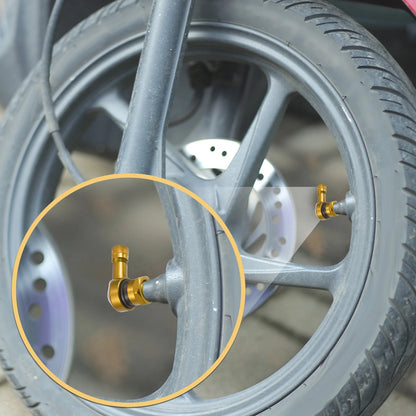 Pair Gold Tone 90 Degree Tire Valve Stems Caps 11.3mm for Motorcycle