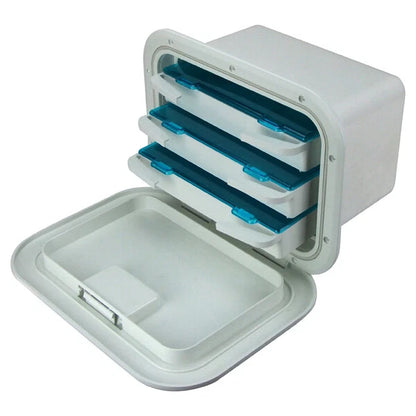 Fishing Tackle Storage Box Tray for Boats/Caravan, 3 Tray, Sealed Lid