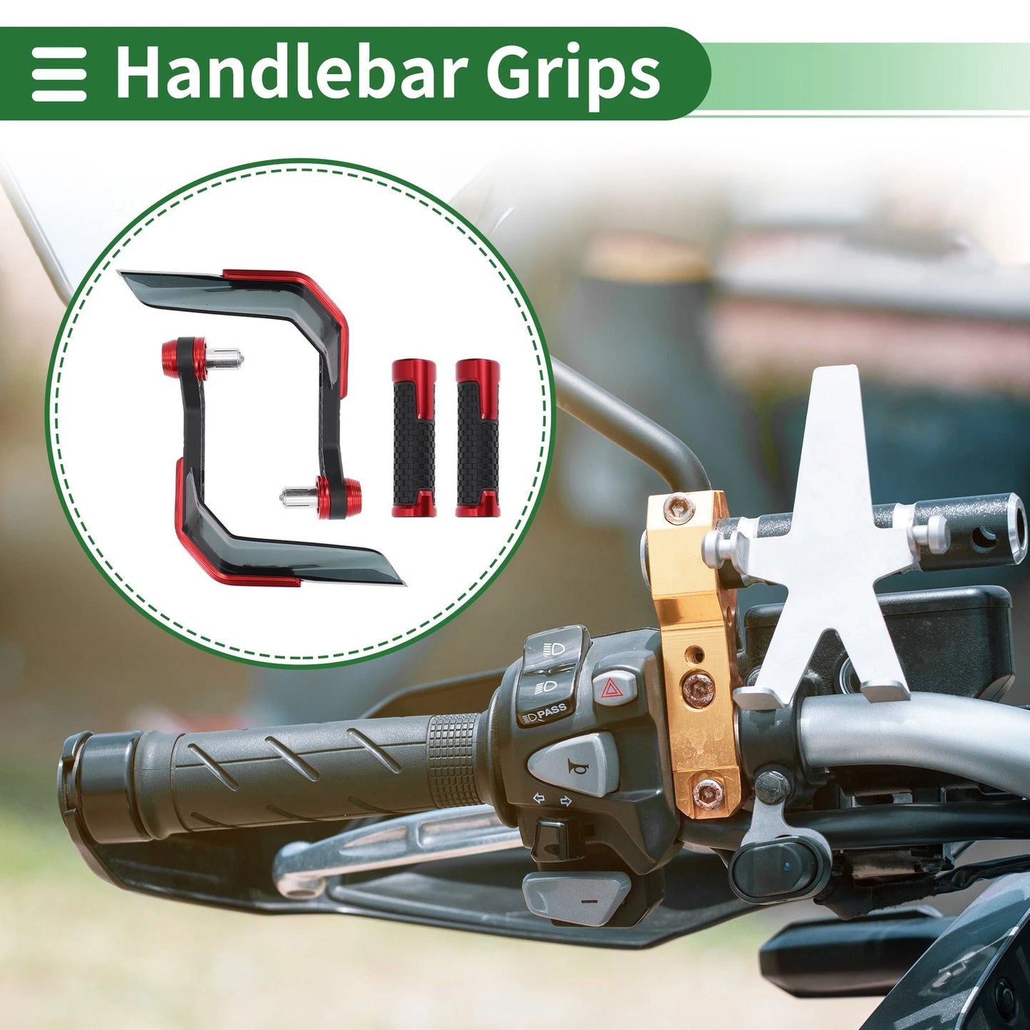 Hand Grips Cover Kit / 7/8" 22mm / Handlebar Cover Al Alloy Red for Motorcycle