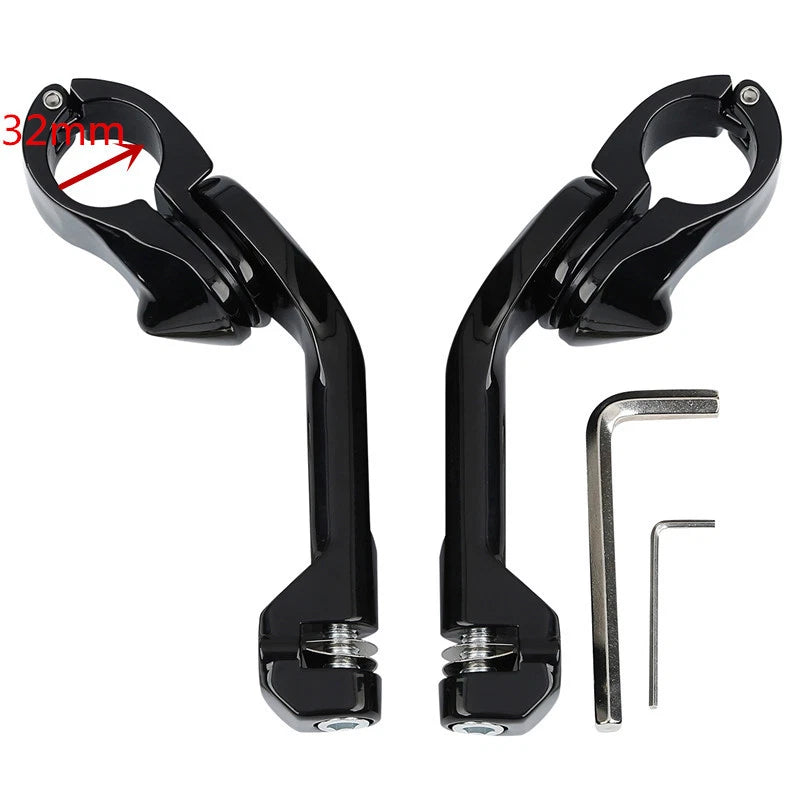 1 x Black 1-1/4" Long Angled Adjustable Highway Foot Pegs for Harley Dyna