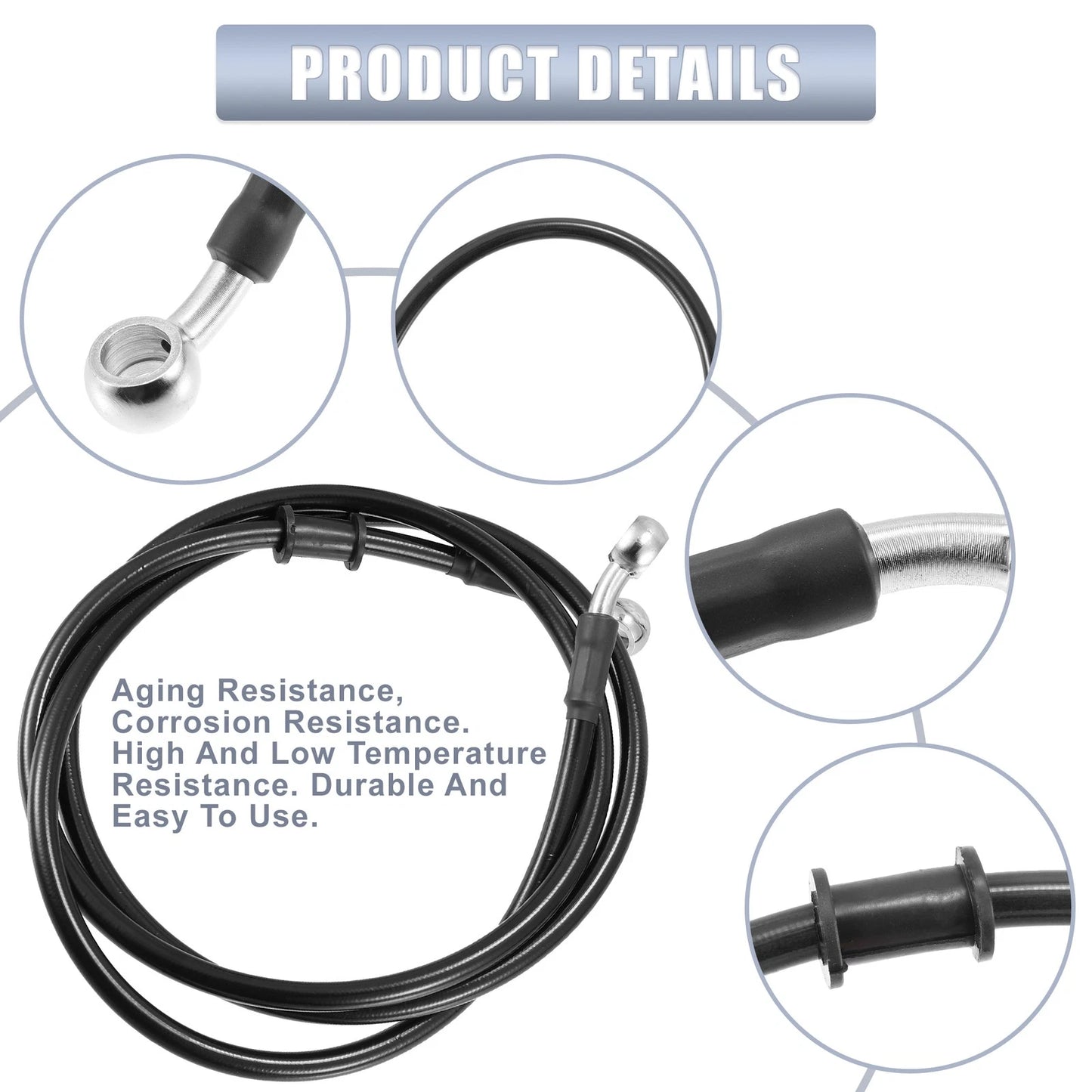 Brake Line / 55.12" Length 10mm ID / Motorcycle Hydraulic Brake Line Oil Hose Cable Black