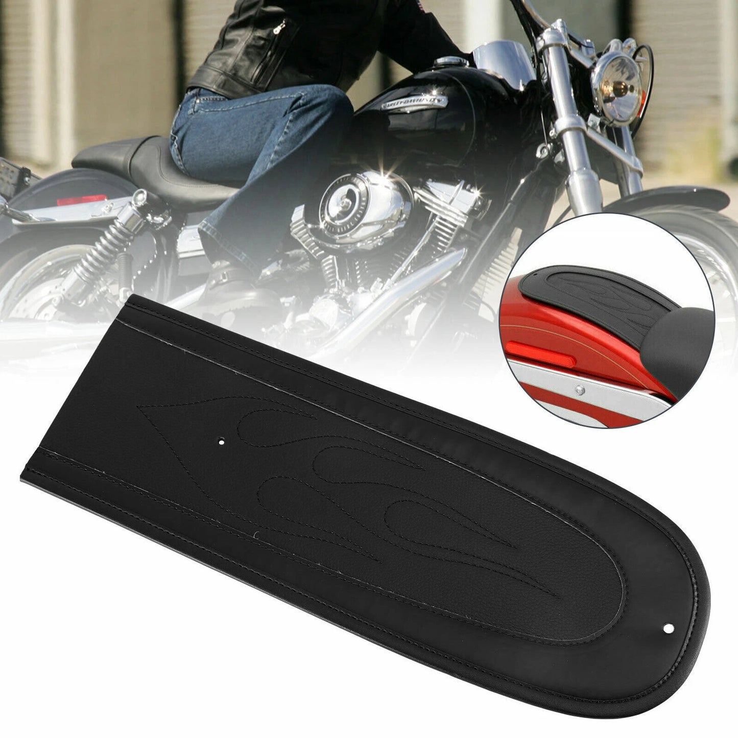 Flame Stitch PU Leather Rear Seat for Dyna Super Glide (2006-2017)