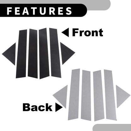 6pcs Car Pillar Window Trim Covers for Dodge Magnum (2005-2008) Black Carbon Fiber