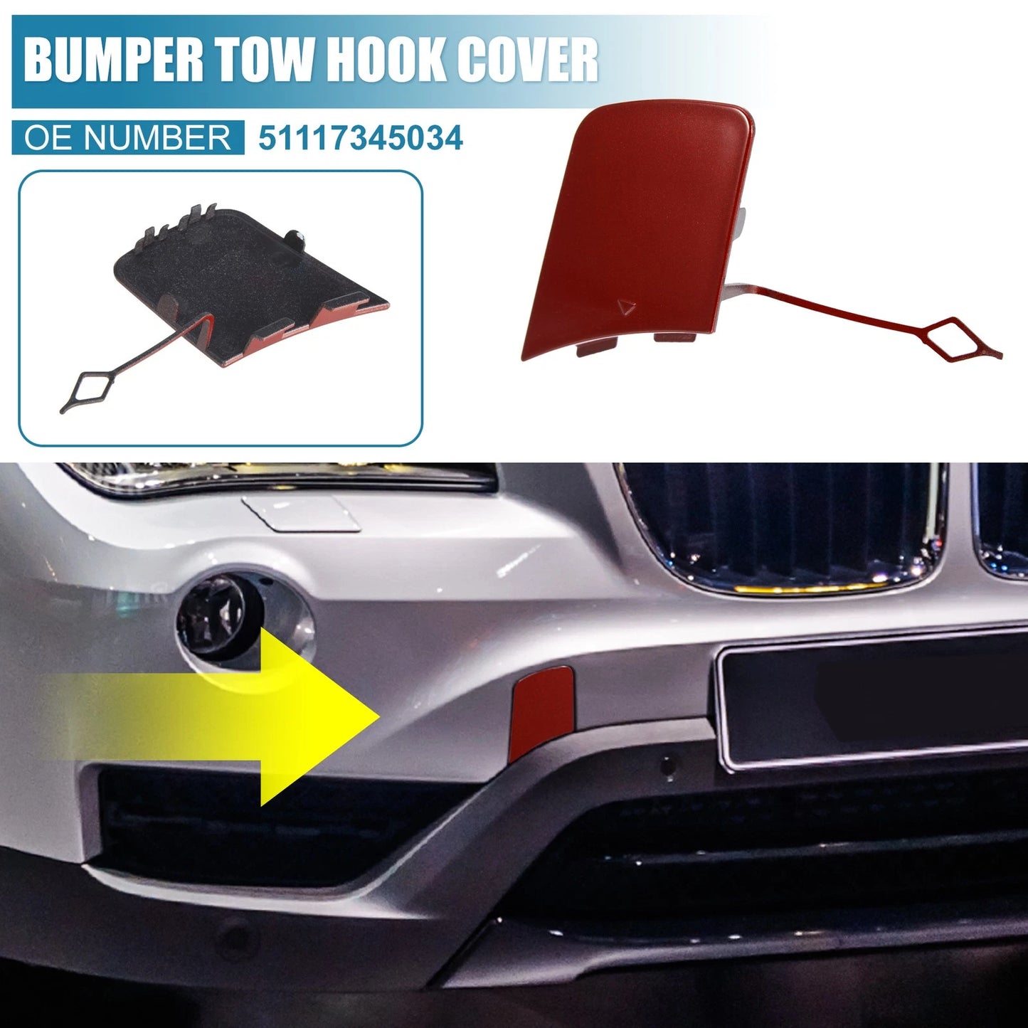 Front Bumper Tow Hook Cover for BMW X1 E84 (2012-2015) - Red
