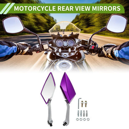 M8/M10 Prismatic Purple Aluminum Motorcycle Rear View Mirrors 1 Set