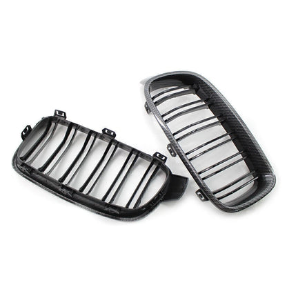 2 x Front Grille Kidney for BMW 3 Series F30 F31 Carbon Fiber Black (2012-2018)
