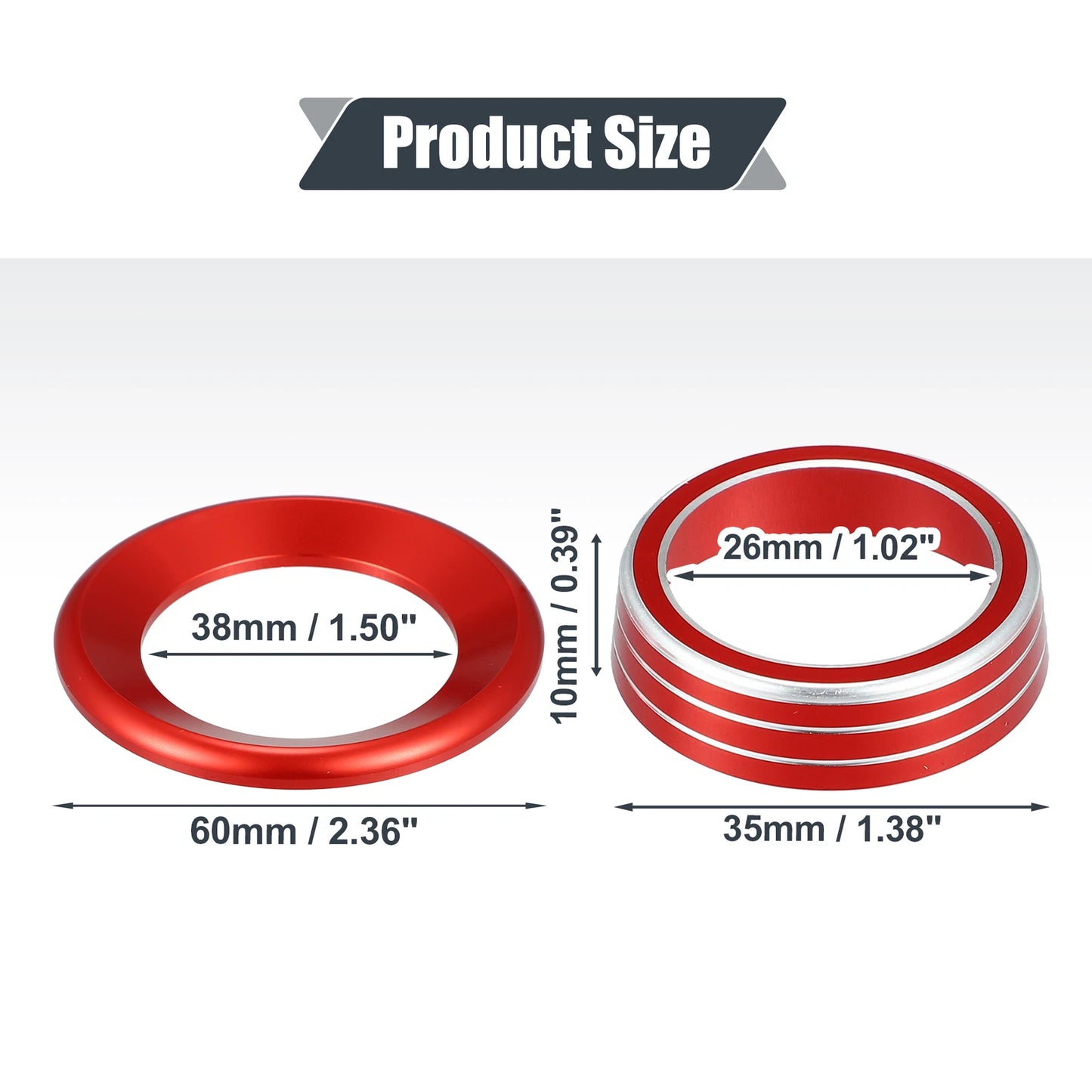 4Pcs Red AC Knob Ring Covers for Honda Civic (2016-2021)