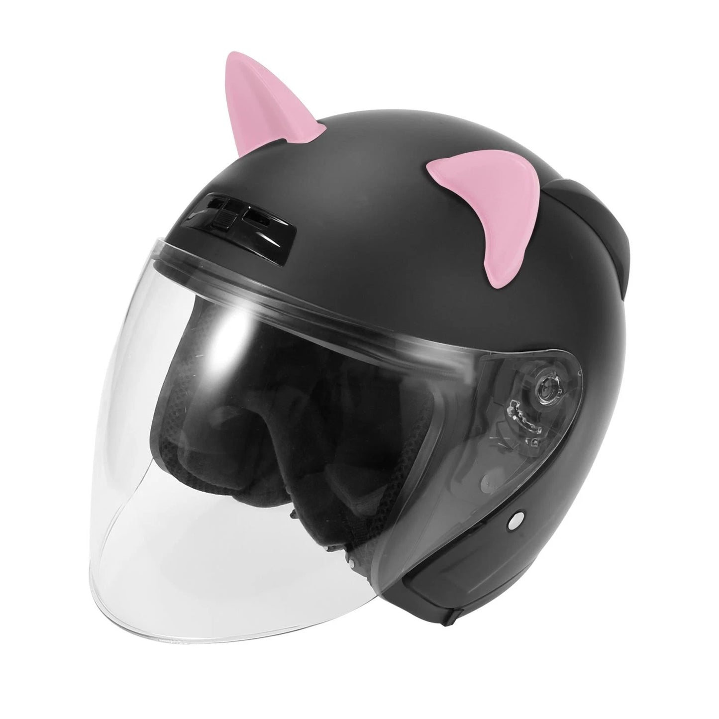 2 x Cat Ears Style Sticker Helmet Decoration for Motorcycle Pink TPU