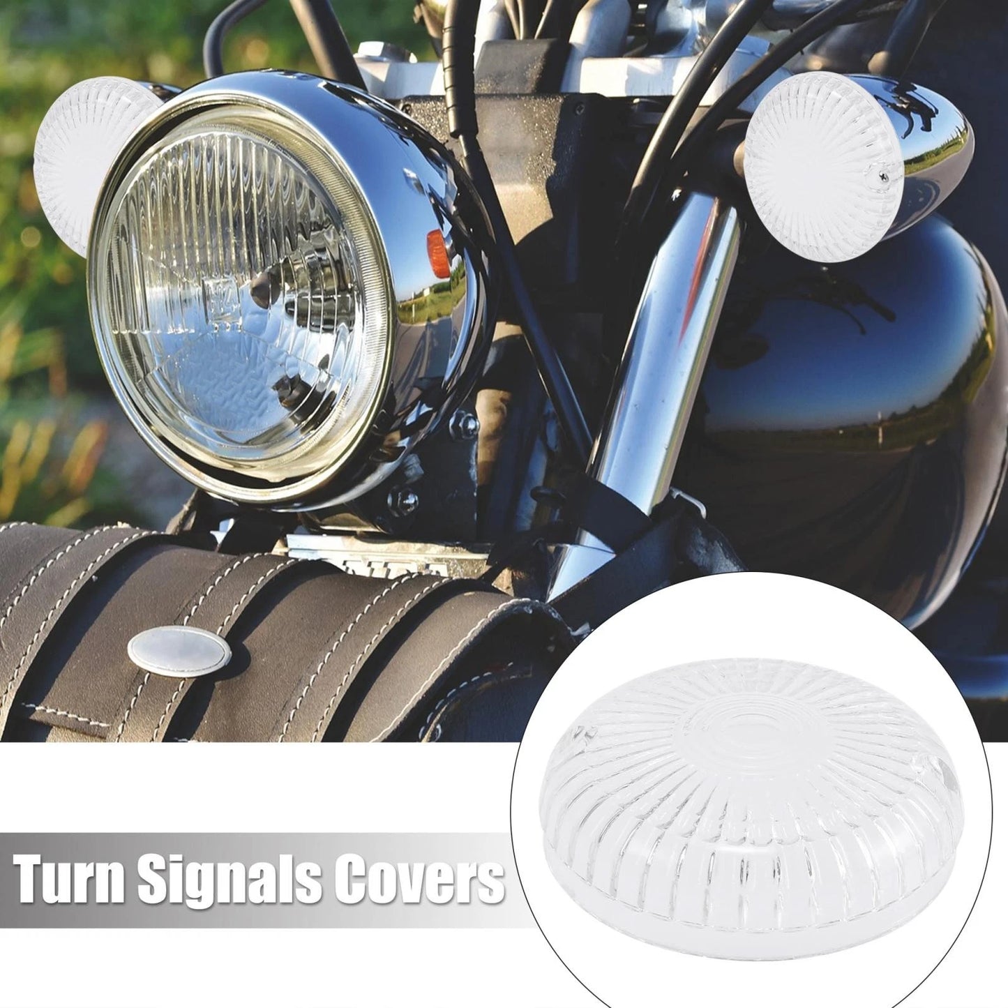 2 x White LED Turn Signals Covers Light Lens Cover for Yamaha V-Star 650 1100