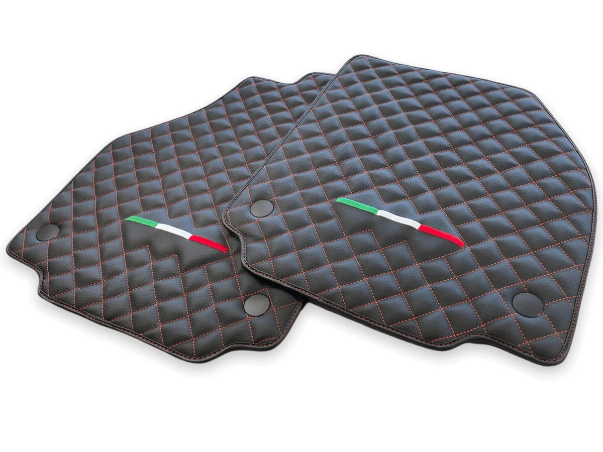 Black Leather Floor Mats for Ferrari 488 GTB (2015-2022) - AutoWin Brand