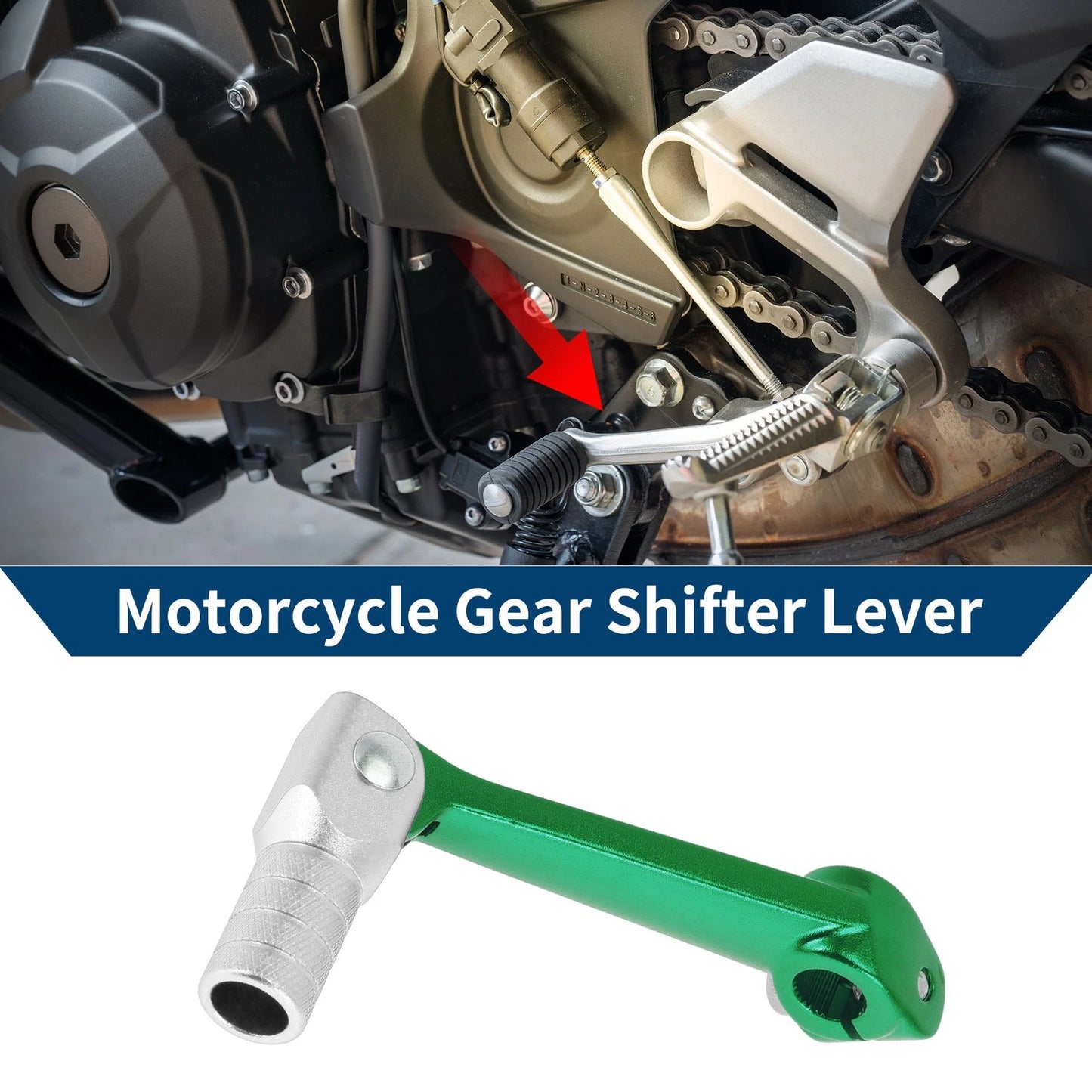 Folding Gear Shifter Lever Green Lever Silver Tone Head for Bosuer M5