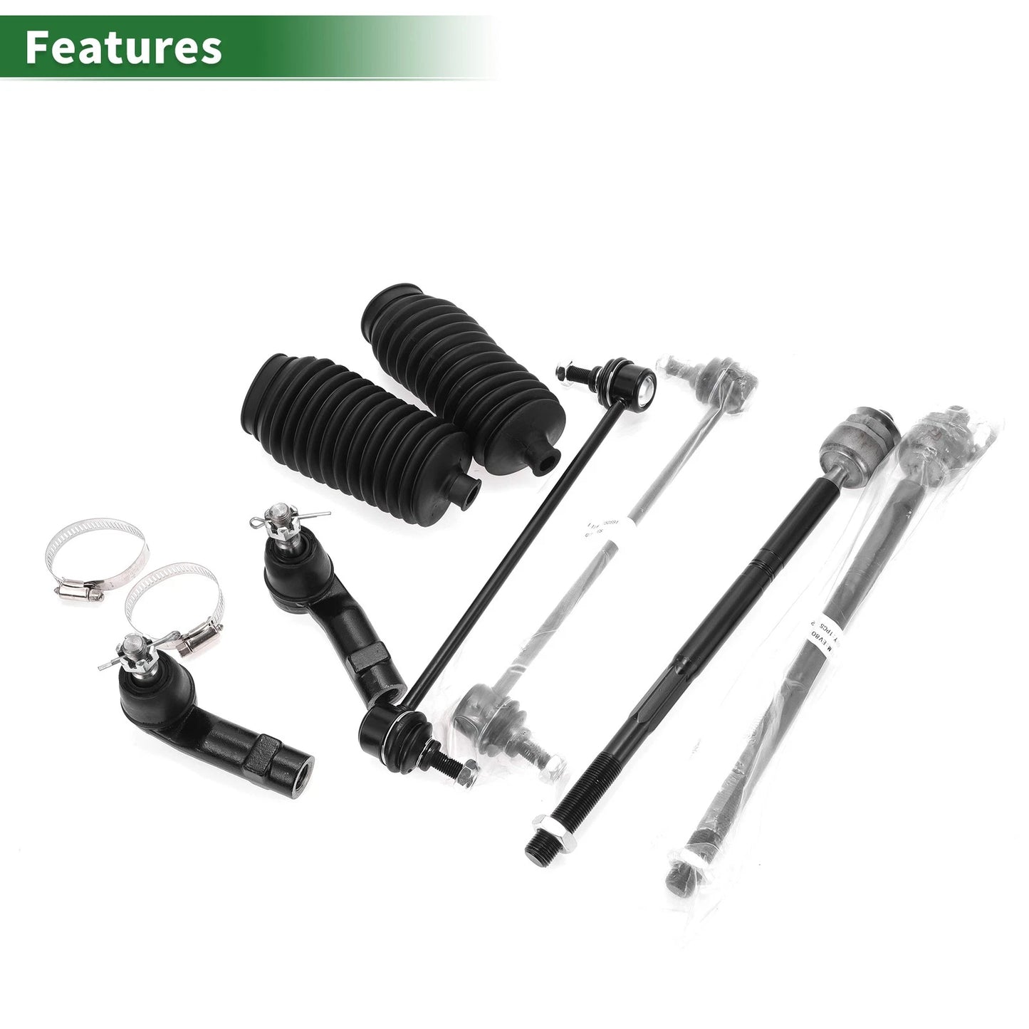 8 Pcs Suspension Kit Tie Rod Ends & Sway Bar Links with Boots for Dodge