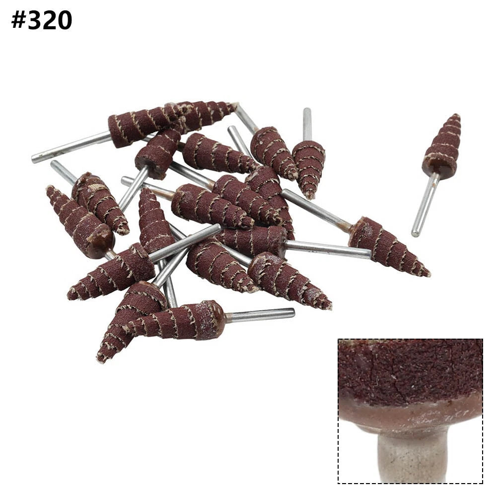 10 x 3mm Cone Sandpaper Flap Wheel for Rotary Tool (240-400 Grit)