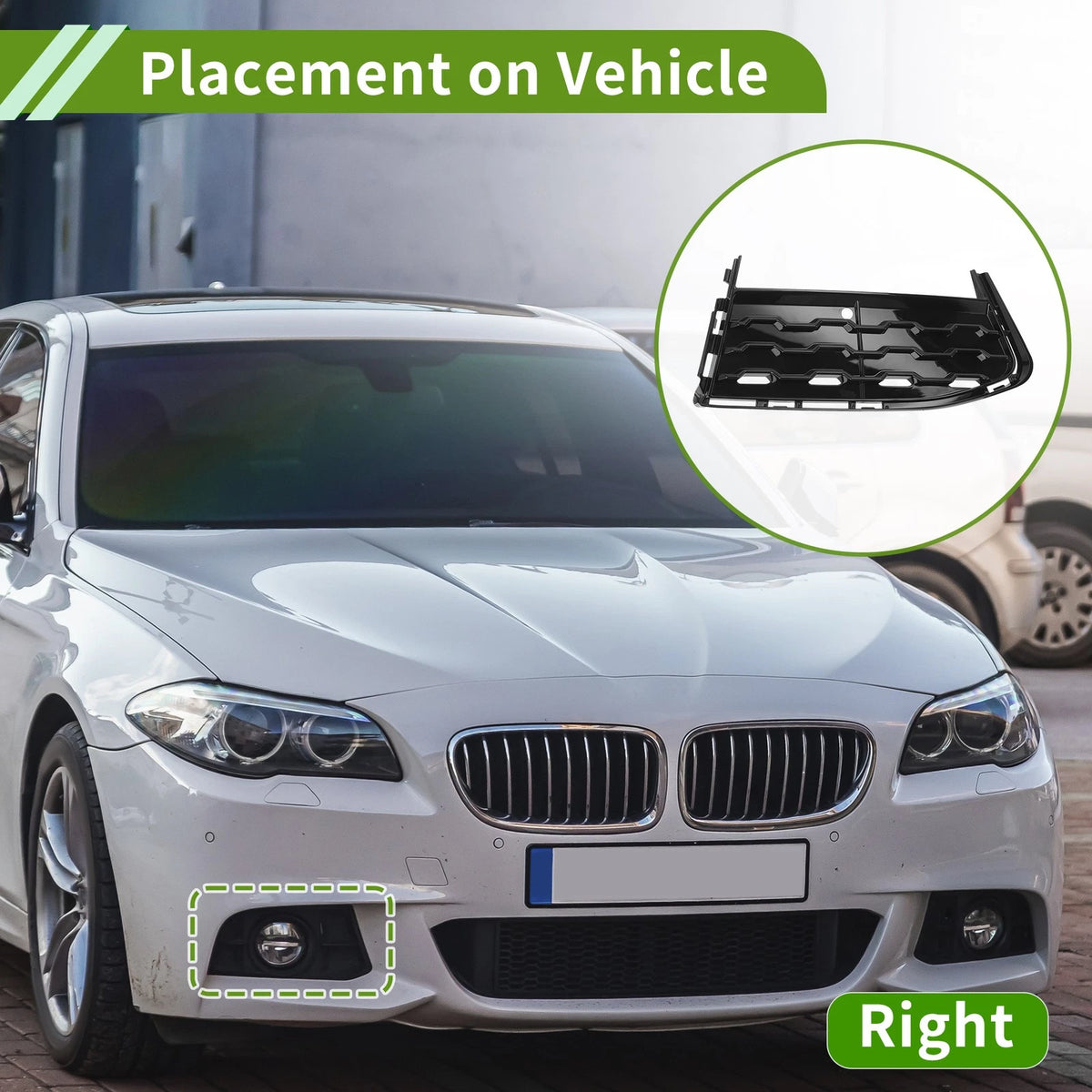 1 Pc Front Right Fog Light Grill for BMW 7 Series (2015-2020) Black