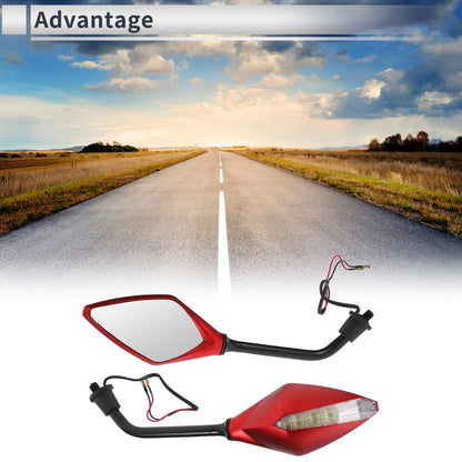 M10 Handlebar Mirrors for Motorcycle Rear View Black Red Iron Plastic 1 Set
