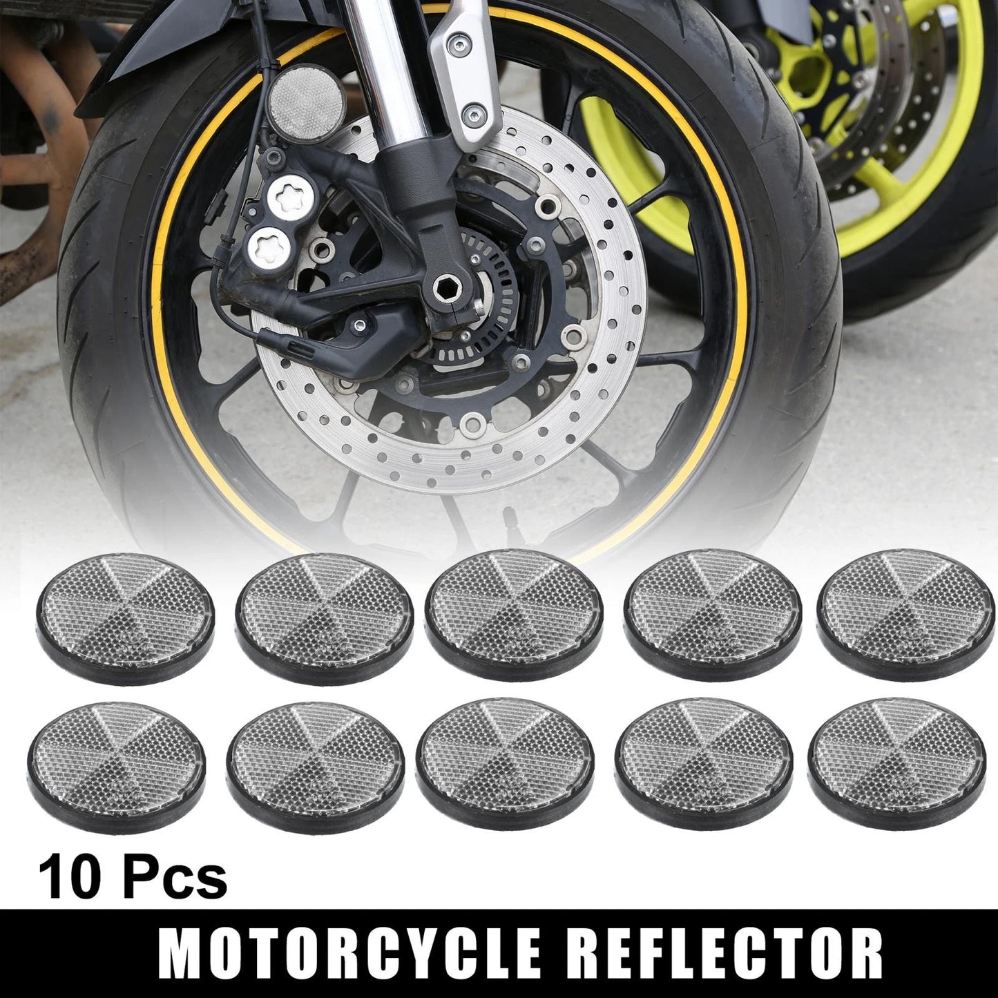 10pcs M6x1.0 White Universal Screw Mount Round Warning Reflector for Motorcycle