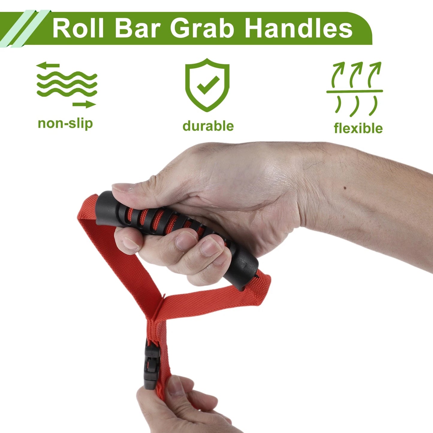Red Roll Bar Grab Handles for Jeep Wrangler JL (2018-2024)