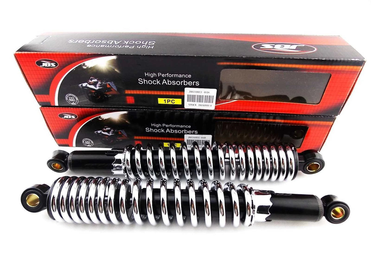 340mm JBS Black/Chrome Rear Shock Absorbers for BMW R75/5 (1969-1973)