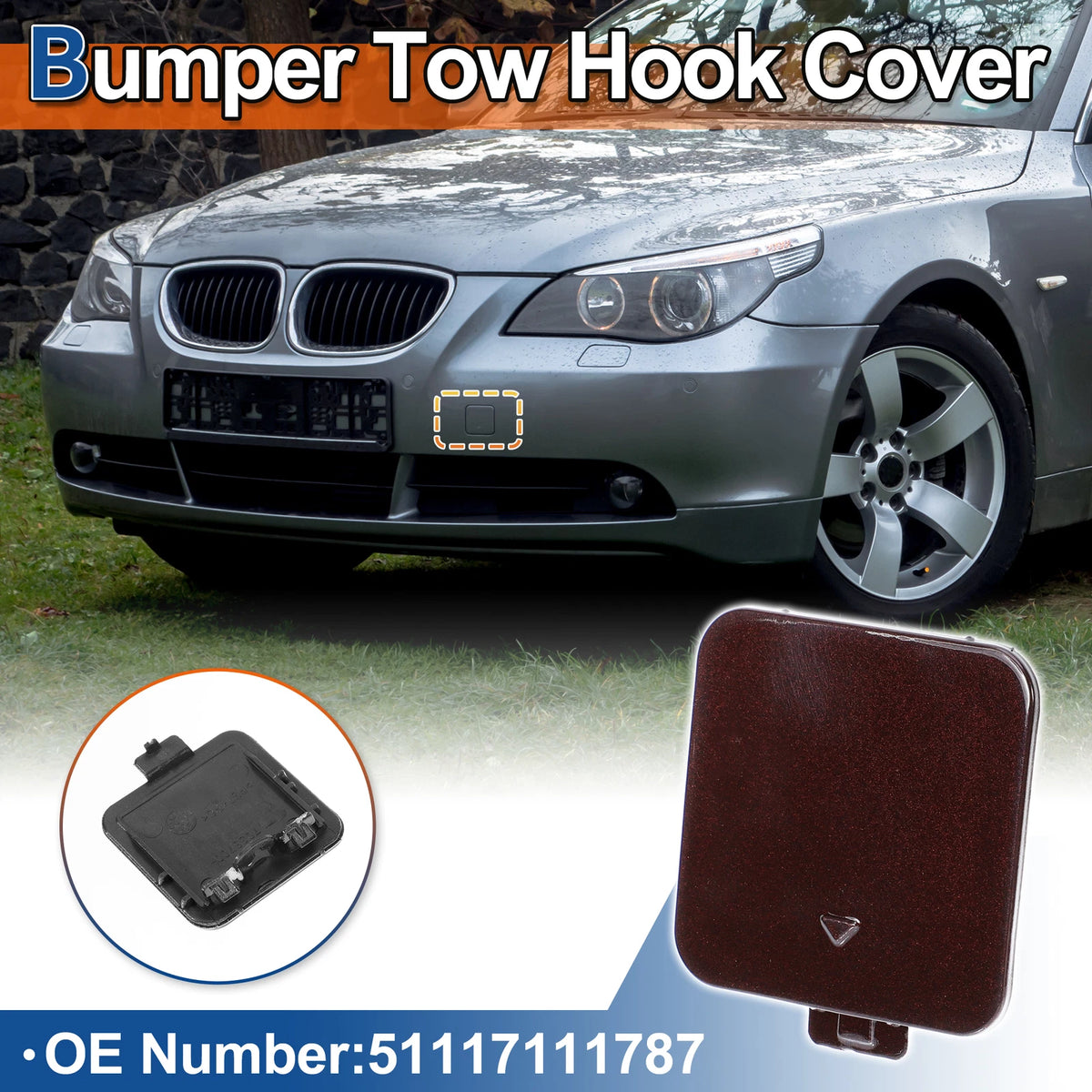 Front Car Bumper Tow Hook Cover for BMW 525i 530i (2004-2007) - Red