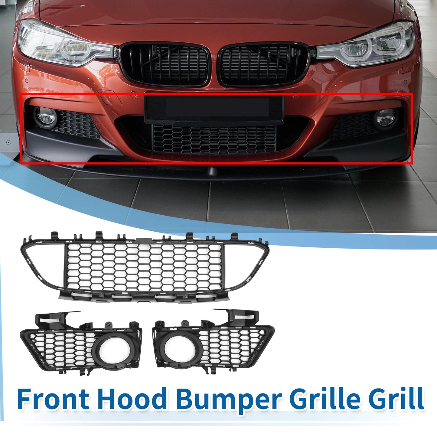 Front Lower Bumper Grille for BMW 320i 2013-2018 2.0L L4 (2013-2018)