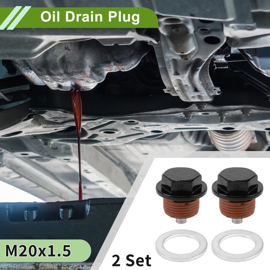 2 x Set M20x1.5 Aluminum Oil Drain Plug W/ Gasket for Car/Motorcycle Black Red
