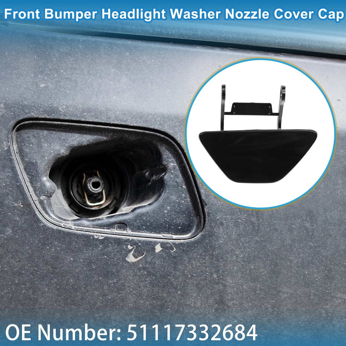 Front Left Washer Nozzle Cover for BMW 528i (2014-2016) Black