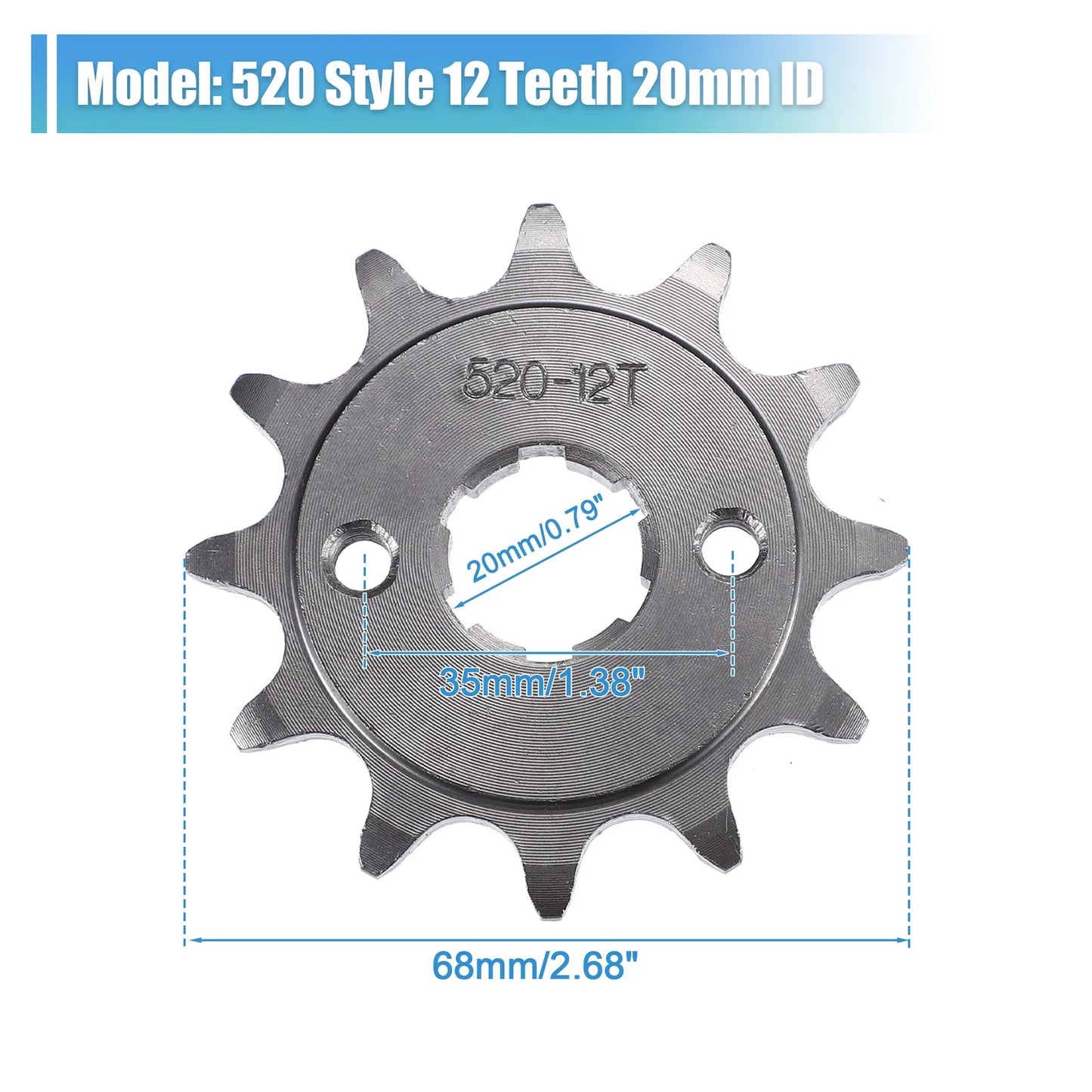 12T 20mm ID Front Engine Sprocket Set for Dirt Pit Bike ATV
