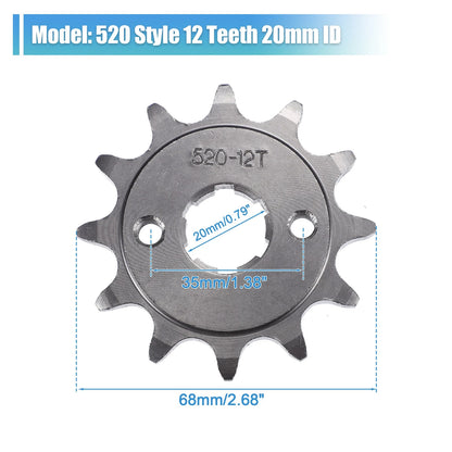 12T 20mm ID Front Engine Sprocket Set for Dirt Pit Bike ATV