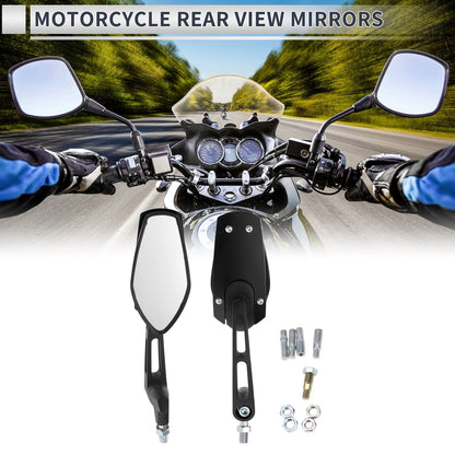 M8/M10 Rear View Mirror Handlebar Mirrors Black Aluminum Plastic for Motorcycle
