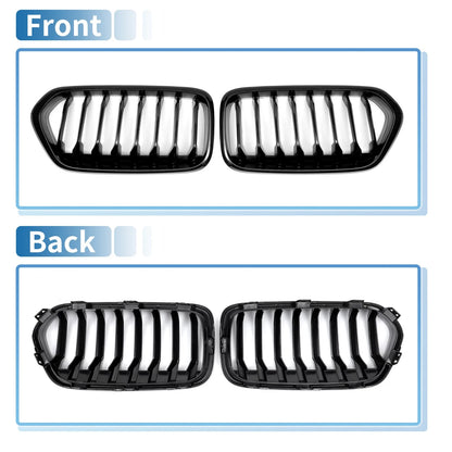 Front Upper Bumper Grille for BMW X2 F39 2017-2023 Gloss Black 2 x Grilles