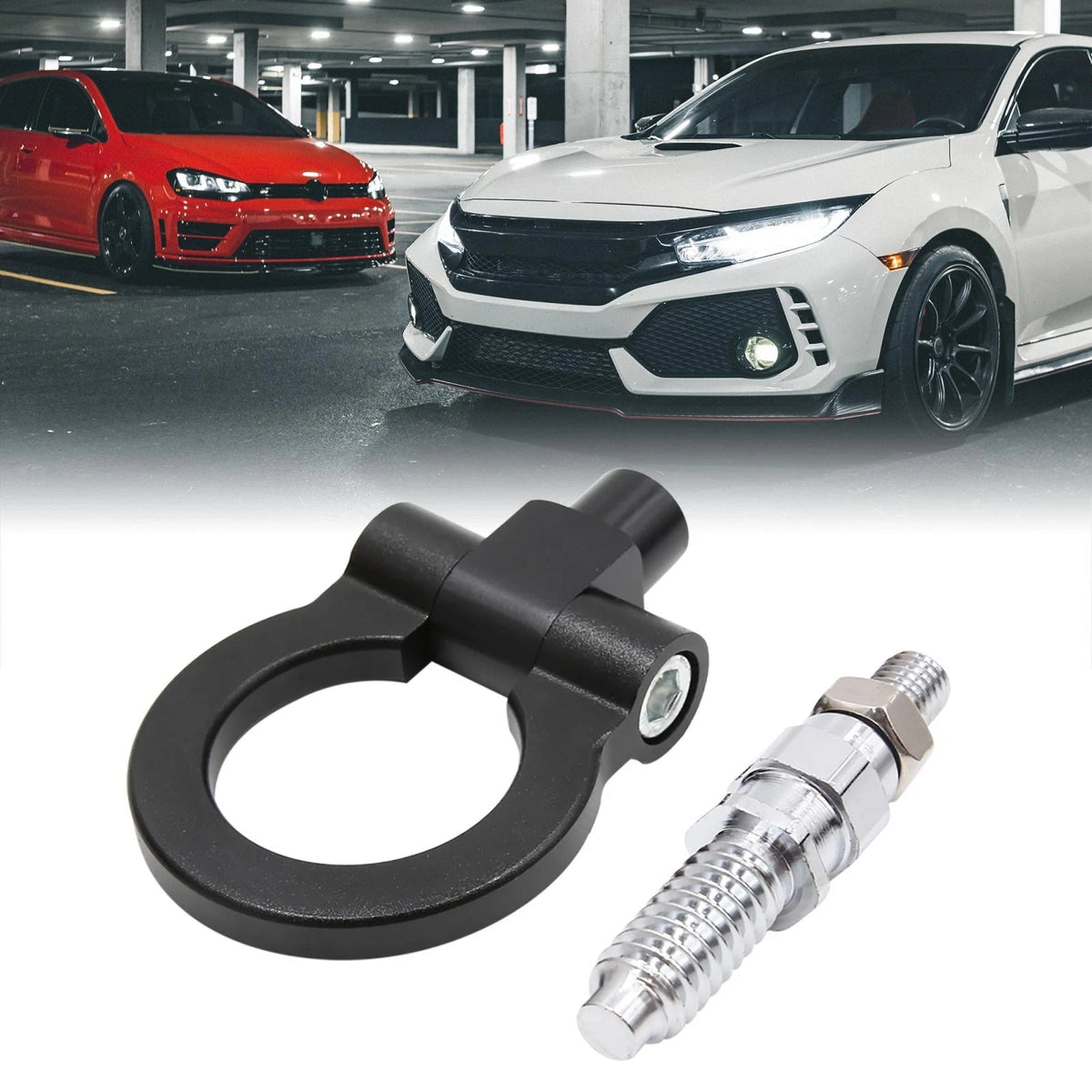Trailer Ring Eye Towing Hook Screw Black Aluminum Alloy for BMW E Series